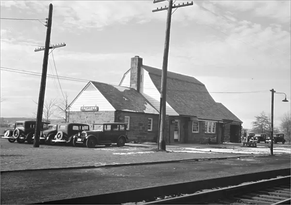 NEW JERSEY: TRAIN STATION. A train station in Radburn, New Jersey. Photograph by Carl Mydans