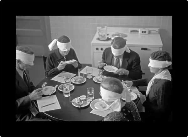 FOOD TESTING, 1935. A blind meat taste test in Prince Georges County, Maryland