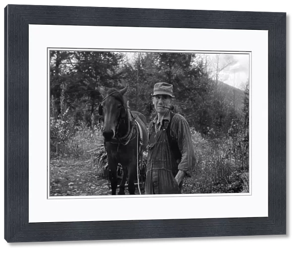 VIRGINIA: MAN & HORSE, 1935. A man with a horse in Nicholson Hollow, Shenandoah National Park