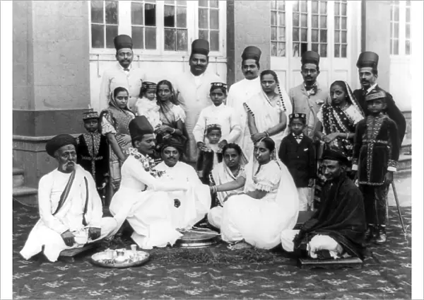 INDIA: FAMILY PORTRAIT. A Parsi wedding party in India, late 19th or early 20th century