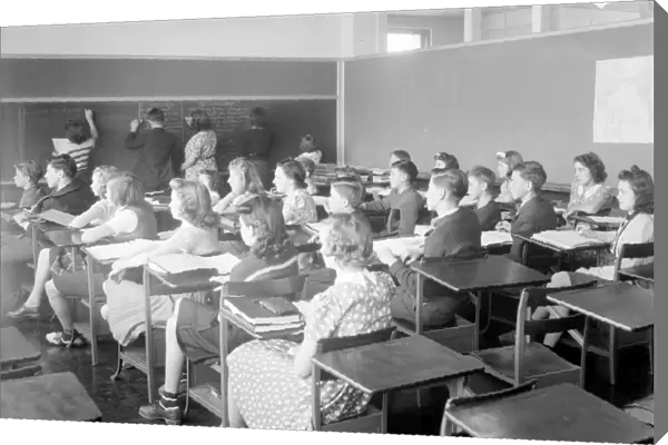 HIGH SCHOOL CLASS, c1936. Classroom at Rockville High School in Rockville, Maryland