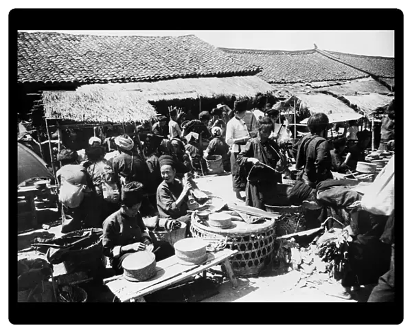 CHINA: MARKET, c1940. An outdoor market in Chefang, China. Photograph, c1940