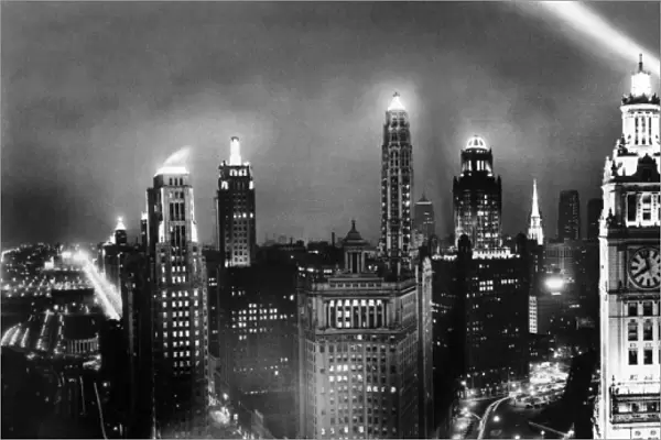 CHICAGO, 1930. A view of the Chicago skyline, as seen from the Tribune Tower, including