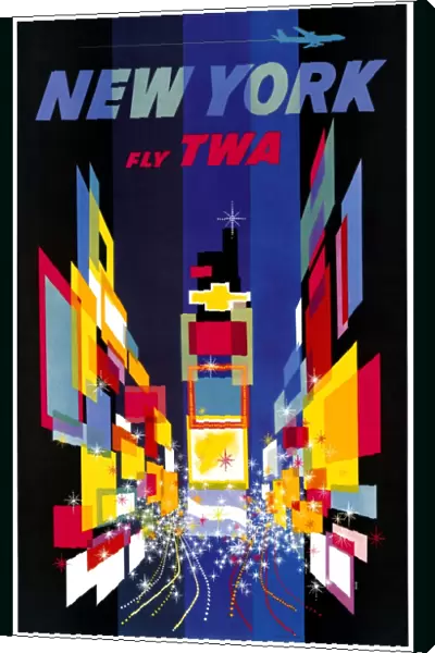 AIRLINE POSTER, c1960. Poster advertising travel to New York City and Trans-World Airlines