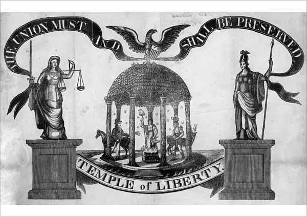 TEMPLE OF LIBERTY, 1834. Woodcut by Jared W. Bell, 1834