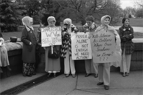 PROTEST, 1975. Women from Boston and West Virginia protesting obscene books
