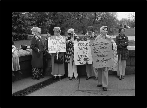 PROTEST, 1975. Women from Boston and West Virginia protesting obscene books