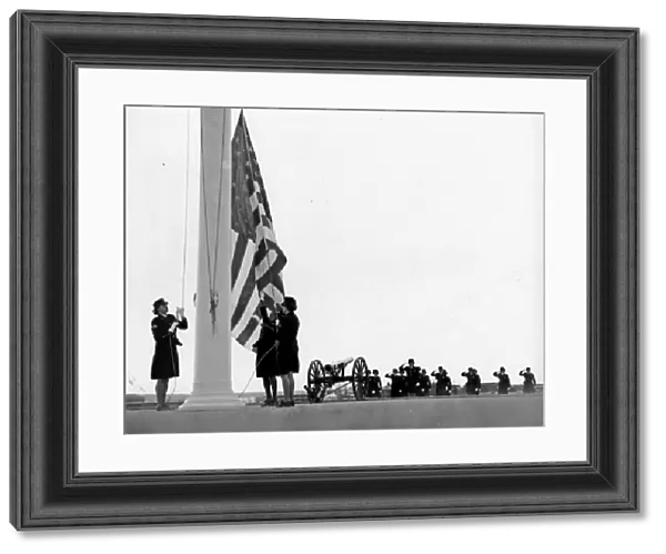 WOMEN MARINES, 1968. Women Marines raising the flag at Marine Corps Base Camp Pendleton