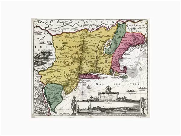 MAP: NEW NETHERLAND, 1685. Novi Belgii Novaeque Angliae