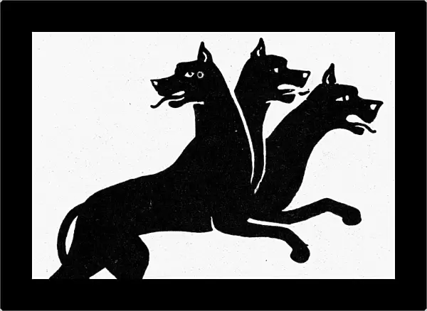 MYTHOLOGY: CERBERUS. Three-headed dog of Greek mythology, symbol of vigilance