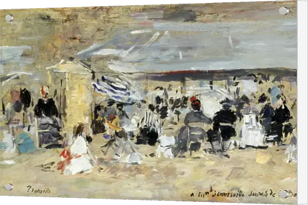 BOUDIN: BEACH, 1888-95. Beach at Trouville. Oil on canvas by Eugne Boudin, c1888-95