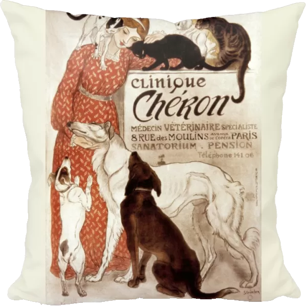 FRENCH VETERINARY CLINIC. Lithograph advertising poster, 1894, for Paris veterinary clinic by Theophile Alexandre Steinlen