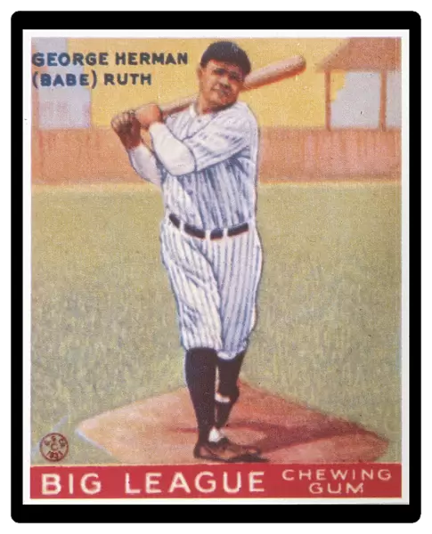BABE RUTH (1895-1948). American baseball chewing gum card, 1933