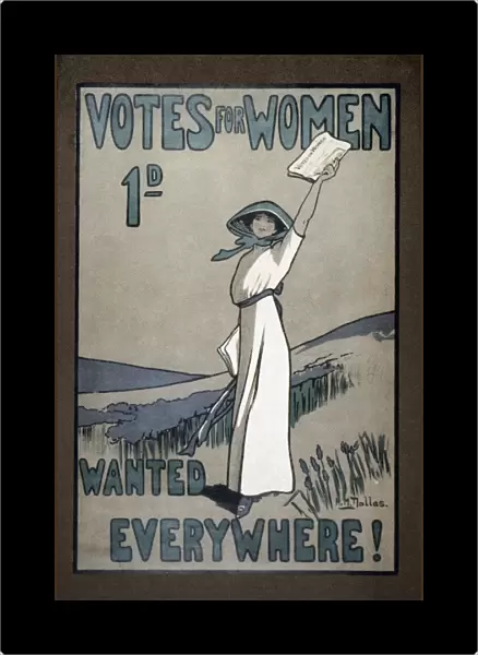 WOMENs RIGHTS. English poster, c1907, for Votes for Women newspaper