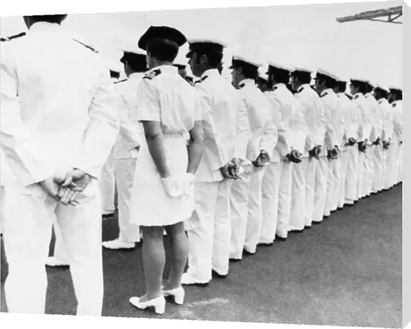 AUSTRALIA: WOMAN SAILOR. Senior nurse Iris Jones on parade with other officers of the Royal Australian Navy Air Station at Nowra, December 1974