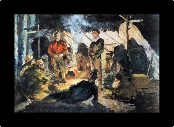 VOYAGEURS in Camp for the Night: illustration by Frederic Remington