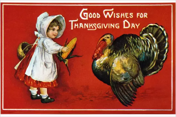 THANKSGIVING CARD, 1900. American Thanksgiving card, c1900