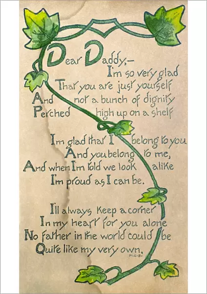 FATHERs DAY CARD, 1912. American Fathers Day card, 1912