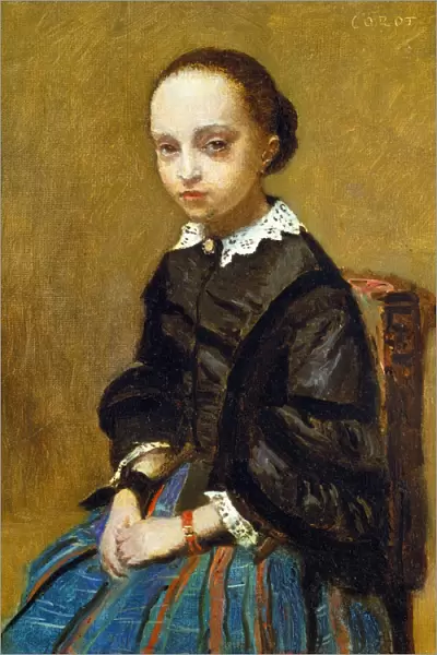 COROT: GIRL, c1860. Portrait of a girl. Oil on canvas by Jean-Baptiste Camille Corot, c1860