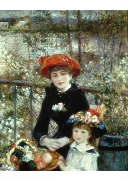 RENOIR: TWO SISTERS, 1881. Pierre Auguste Renoir: Two Sisters on the Terrace. Oil on canvas, 1881