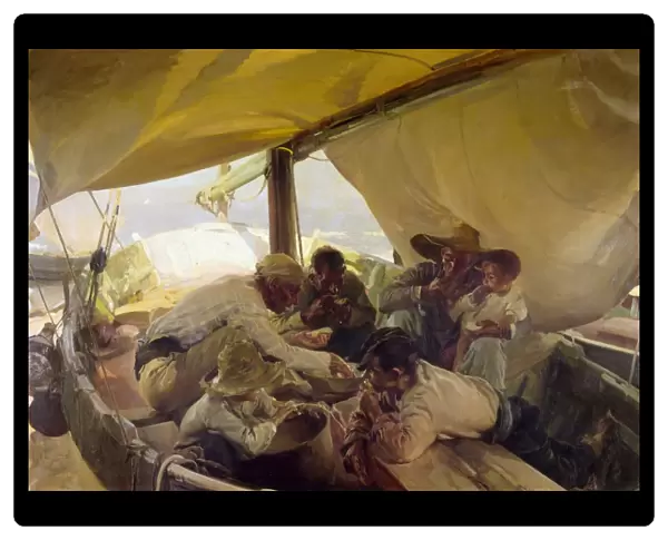 SOROLLA: LA COMIDA, 1898. La Comida en la Barca. Oil on canvas, 1898, by Joaquin Sorolla y Bastida