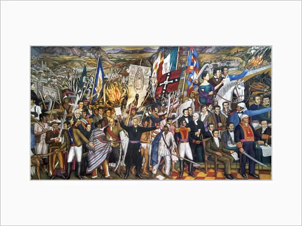 MEXICO: 1810 REVOLUTION. The Cry of Dolores, Miguel Hidalgos call to revolt, 16 September 1810. Detail of the mural by Juan O Gorman, 20th century