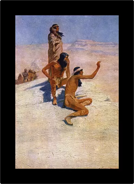 CABEZA de VACA (1490?-?1557) in the desert. Painting, 1906, by Frederic Remington