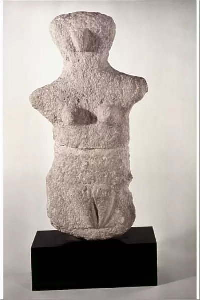 NEOLITHIC FIGURE. Neolithic grey limestone female figure from Karpathos, Dodecanese Islands, c3, 500 B. C