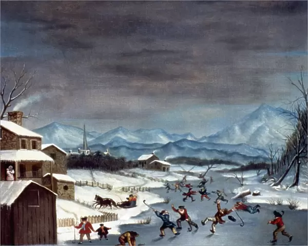 TOOLE: SKATING, 1835. J. Toole: Skating Scene. Oil, c1835