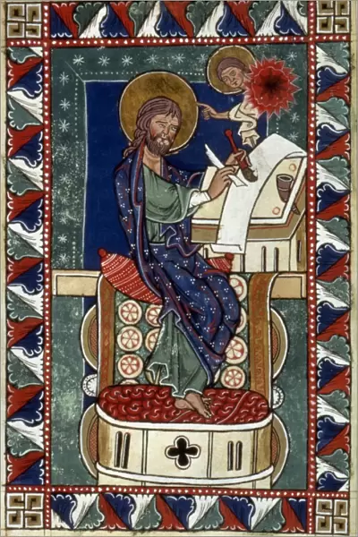SAINT MATTHEW. Illumination from an Austrian Gospel, mid-13th century