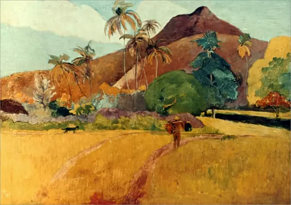 GAUGUIN: TAHITI, 1891. Paul Gauguin: Tahitian Landscape. Oil on canvas, 1891