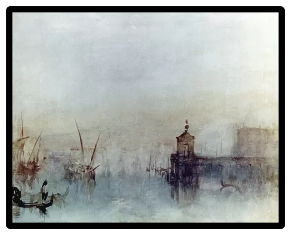 TURNER: VENICE, 1840. The New Moon. La Dogana at Venice seen from Hotel Europa. Oil on canvas, 1840, by Joseph Mallord William Turner