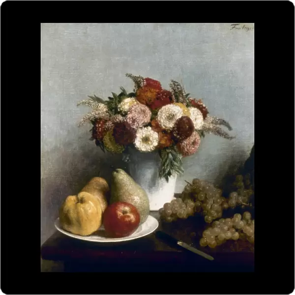 FANTIN-LATOUR: FRUITS, 1865. Flowers and Fruits. Oil on canvas by Henri Fantin-Latour, 1865