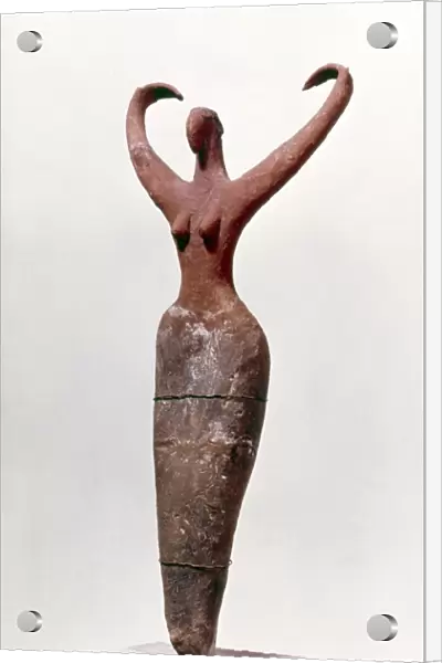 EGYPTIAN FIGURE of a woman, found at Mamarija. Painted clay. 4th millenium B. C