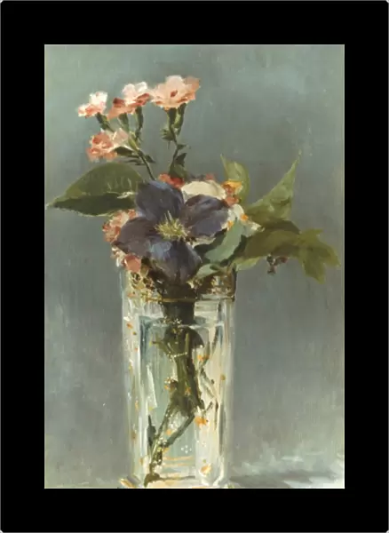 MANET: CARNATIONS, c1882. Edouard Manet: Carnations and Clematis in a Crystal Vase. Oil on canvas, c1882