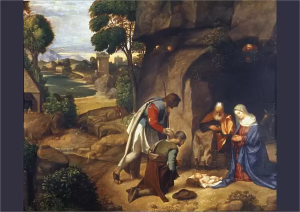 ADORATION OF SHEPHERDS. Painting by Giorgione c1505-10