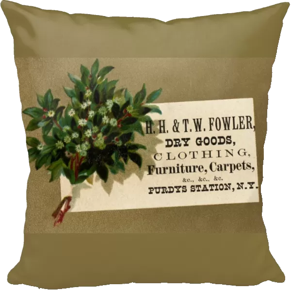 TRADE CARD, c1880. H. H. and T. W. Fowler dry goods store, Purdys Station, New York. American merchants trade card, c1880