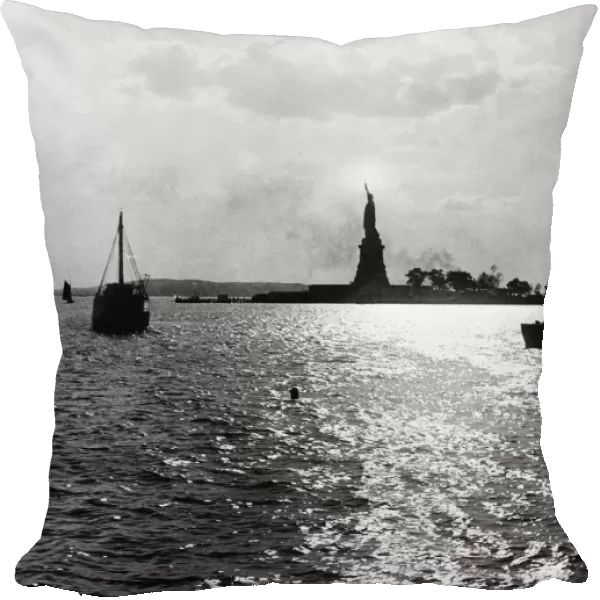 STATUE OF LIBERTY, 1891. The Statue of Liberty on Bedloe Island in New York Harbor, 1891. Staten Island can be seen in the background