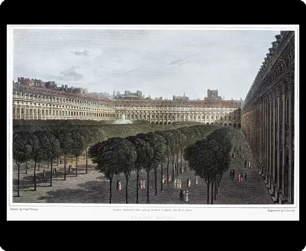 PARIS: PALAIS ROYAL, 1821. The Palais Royal in Paris, France. Steel engraving, English, 1821, after Robert Batty