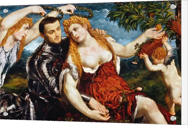 VENUS, MARS & CUPID. Venus, Mars and Cupid Crowned by Victory: canvas