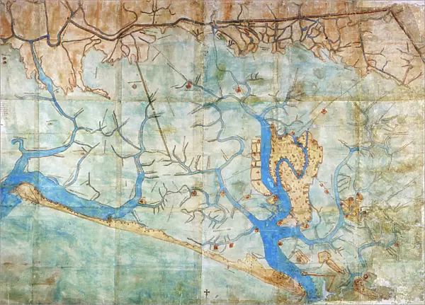 VENICE: MAP, 1546. Map of Venice by Cristoforo Sabbadino, 1546