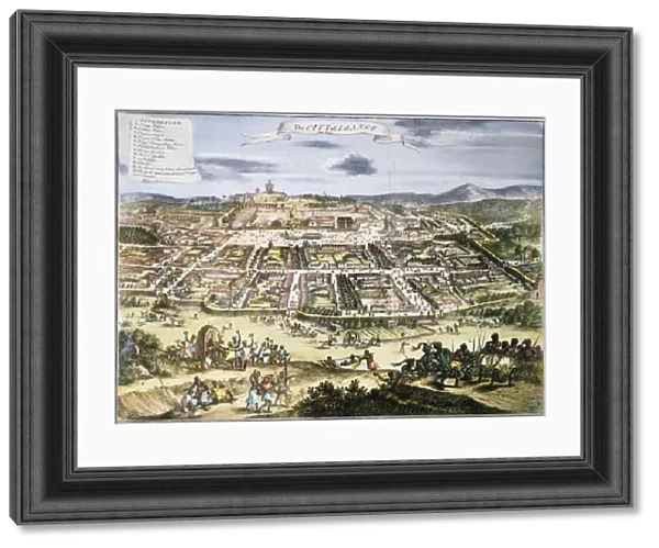 LOANGO, AFRICA. The city of Loango, near the mouth of the Congo River on the west coast of Africa. Color engraving, 18th century