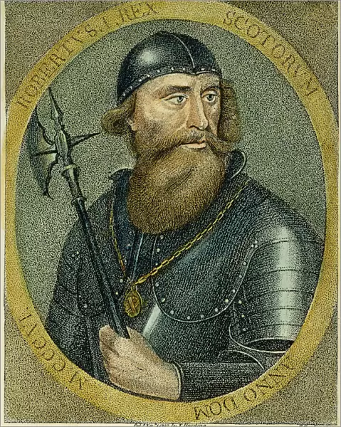 ROBERT THE BRUCE (1274-1329). Robert I of Scotland: Color engraving, English, 1797