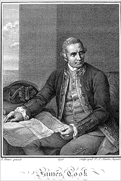 JAMES COOK (1728-1779). English mariner and explorer. Line engraving, 1793, after Nathaniel Dance