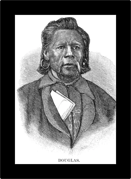 UTE CHIEF, 1879. Douglas, or Quin-co-ruck-unt, leading chief of the White River Utes. Wood engraving, American, 1879