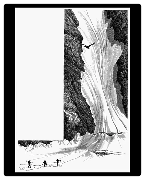 ALPINE MOUNTAINEERING. Wood engraving, 1871, by Edward Whymper