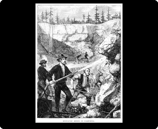 MINING IN CALIFORNIA, c1880. Hydraulic mining in California. Wood engraving, c1880