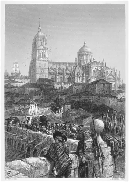 SPAIN: SALAMANCA. Salamanca, Spain, viewed from the bridge. Steel engraving, c1875, after Harry Fenn