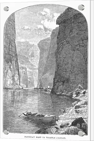 COLORADO RIVER. Noon Day Rest in Marble Canyon. Wood engraving, 1870