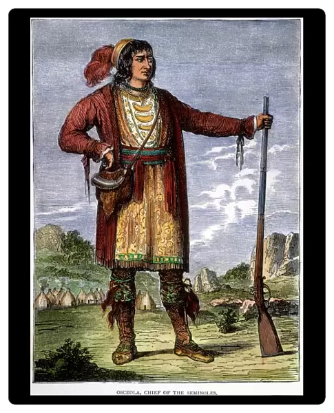 OSCEOLA (c1804-1838). Native American leader. Wood engraving, American, 19th century